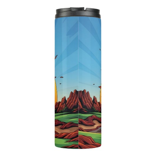 Explodierender Golf Ball Sunset Thermosbecher (Rückseite)