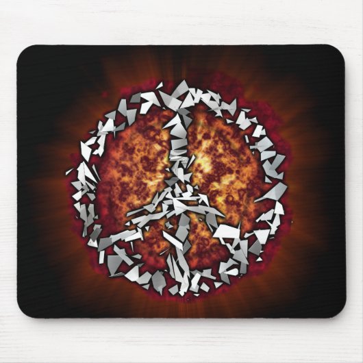 Explodierendes Friedenszeichen Mousepad (Vorne)