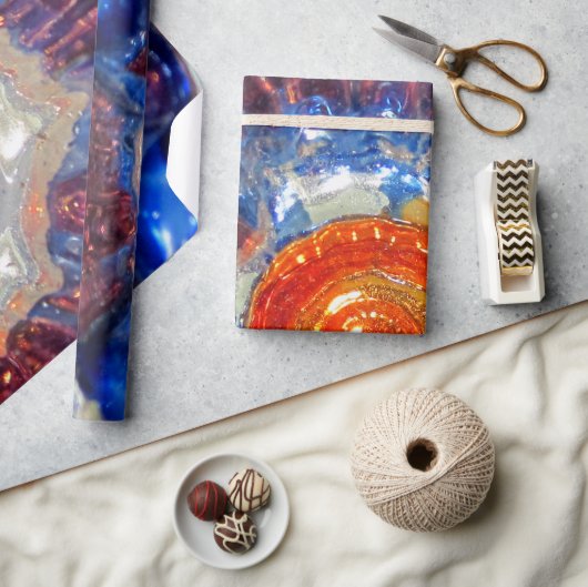 Explodierendes Kosmos Art Glass - Van Gogh Orange  Geschenkpapier (Kunsthandwerk)