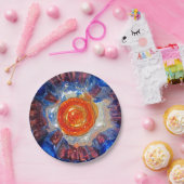 Explodierendes Kosmos Art Glass - Van Gogh Orange Pappteller (Party)