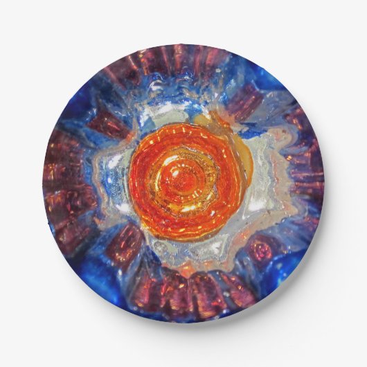 Explodierendes Kosmos Art Glass - Van Gogh Orange Pappteller (Vorderseite)