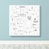 Explodierte Ansicht von Patentdiagrammen Stretchie Leinwanddruck (Insitu (Holzboden))