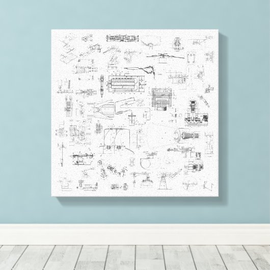 Explodierte Ansicht von Patentdiagrammen Stretchie Leinwanddruck (Insitu (Holzboden))