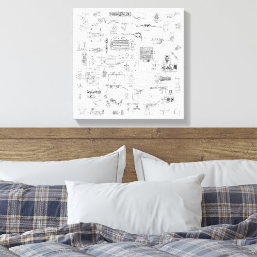 Explodierte Ansicht von Patentdiagrammen Stretchie Leinwanddruck (Insitu (Schlafzimmer))