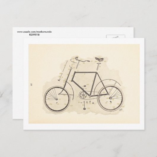 Explodierte schematische Darstellung des Vintagen  Postkarte (Vorne/Hinten)