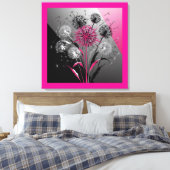 Exploding Dandelions Pink Black White Leinwanddruck (Insitu (Schlafzimmer))