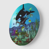 Exploration 3D Aquarium ORCA Große Wanduhr (Winkel)