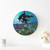 Exploration 3D Aquarium ORCA Große Wanduhr (Zuhause)