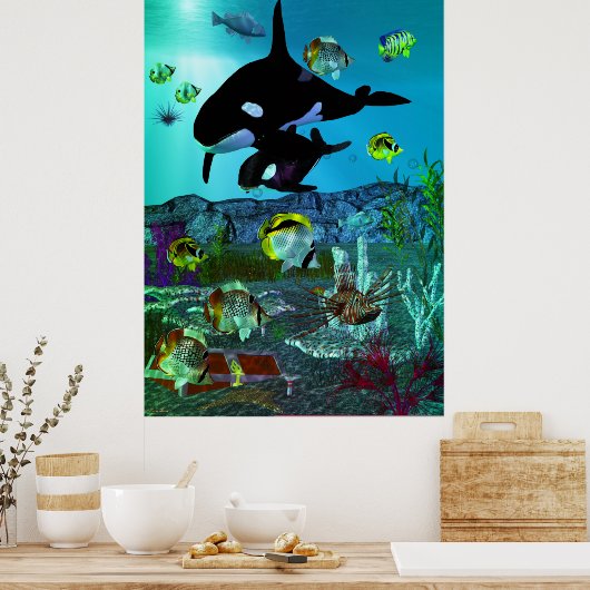 Exploration 3D Aquarium ORCA Poster (Küche)