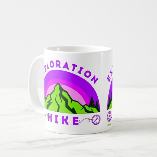 EXPLORATION WANDERN Bergsteiger Geschenk Kaffeetasse (Vorderseite Links)