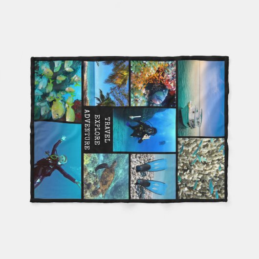 EXPLORE-ABENTEUER FotoCollage Fotografie Fleecedecke (Vorderseite (Horizontal))