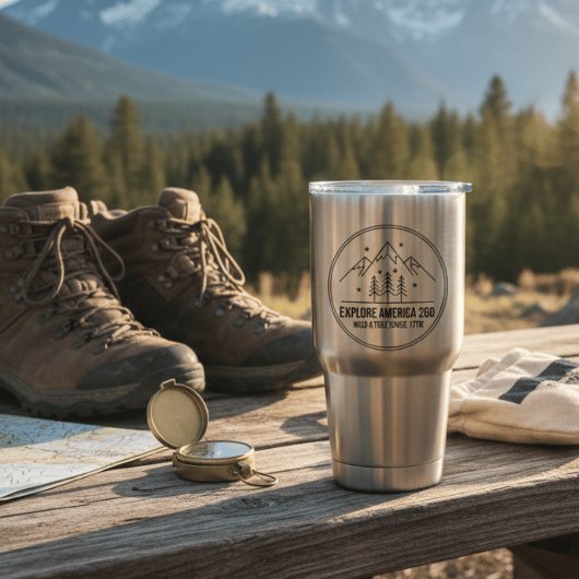 Explore America 250 | Minimalistischer Berg Thermobecher