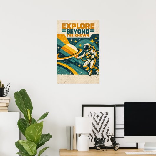 Explore Beyond the Known — Retro Space Voyage Poster (Heimbüro)