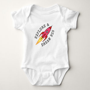 EXPLORE & DREAM BIG Niedlich Rocket Girl Inspirati Baby Strampler