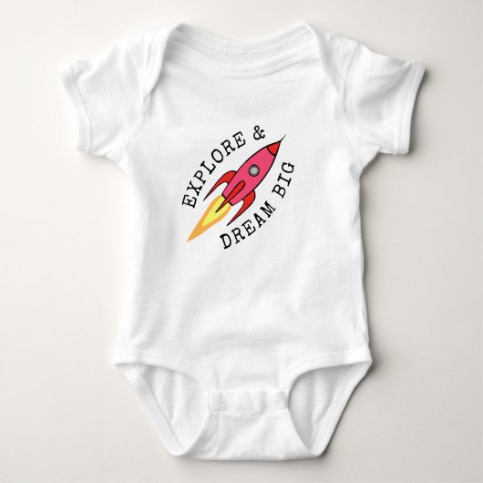 EXPLORE & DREAM BIG Niedlich Rocket Girl Inspirati Baby Strampler (Vorderseite)
