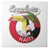 Explore Haiti Logo Reise-Patch. Fliese (Vorderseite)