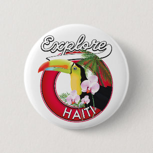 Explore Haiti Logo Reise-Patch. Poster Button