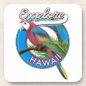 Explore Hawaii Retro-Logo Keramikfliese Getränkeuntersetzer (Vorderseite)