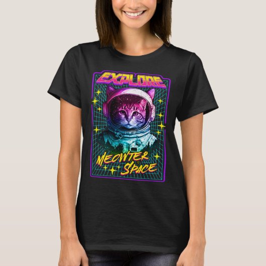 Explore Meowter Space 80s Style Astronaut Space C T-Shirt (Vorderseite)