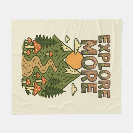 Explore More Mountains | Mushroom Hiking Adventure Fleecedecke (Vorderseite (Horizontal))