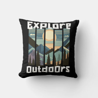 Explore Outdoors Landschafts Grafik Kissen