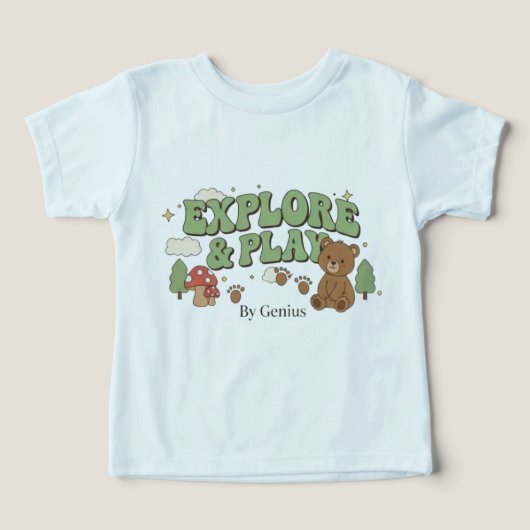 Explore & Play T-Shirt, Groovy Retro Forest Bear C (Design Vorderseite)