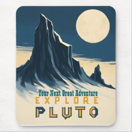Explore Pluto Vintage Travel Poster - Retro Space Mousepad