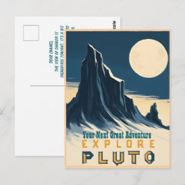 Explore Pluto Vintage Travel Poster - Retro Space Postkarte