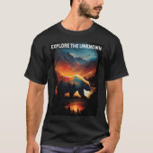 Explore The Unknown bear hiking camping mountains T-Shirt (Vorderseite)