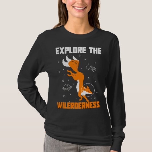 Explore The Wilderness Space Astronaut Fox T-Shirt (Vorderseite)