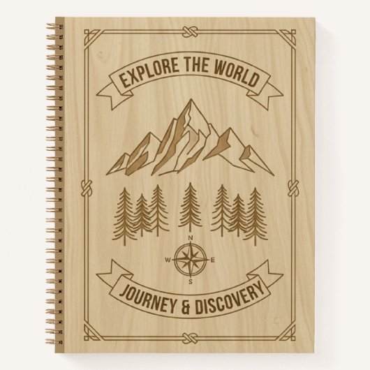 Explore the World Journey Discovery Wood Journal Notizblock (Vorderseite)