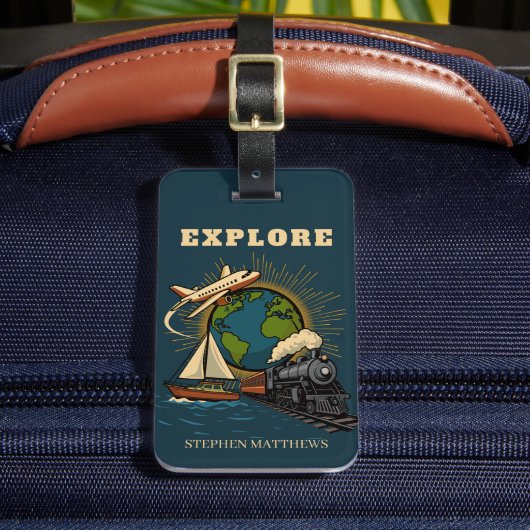 Explore the World Vintage Design Gepäckanhänger (Vorderseite Insitu 2)