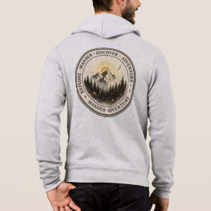 Explore Wander Discover Rückenprint Mountain Reißv Hoodie