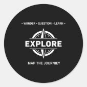 Explore Wonder Question Learn Map The Journey Runder Aufkleber (Vorderseite)