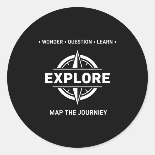 Explore Wonder Question Learn Map The Journey Runder Aufkleber (Vorderseite)