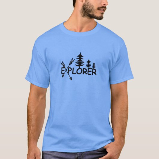 Explorer-Design - Schwarzer T - Shirt (Vorderseite)