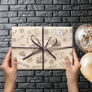 Explorer Expedition Birthday Wrapping Paper Geschenkpapier