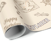 Explorer Expedition Birthday Wrapping Paper Geschenkpapier (Rolleneckpunkt)