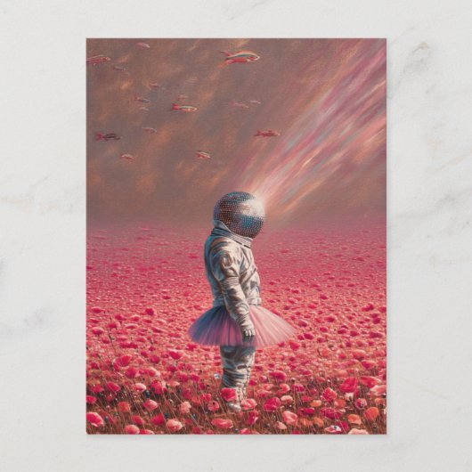 Explorer in den Blume mit fliegendem Fisch Postkarte (Vorderseite)