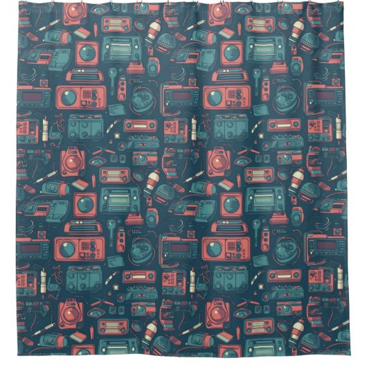 Explosion aus der Vergangenheit: Technik der 80er  Duschvorhang (Vorderseite)