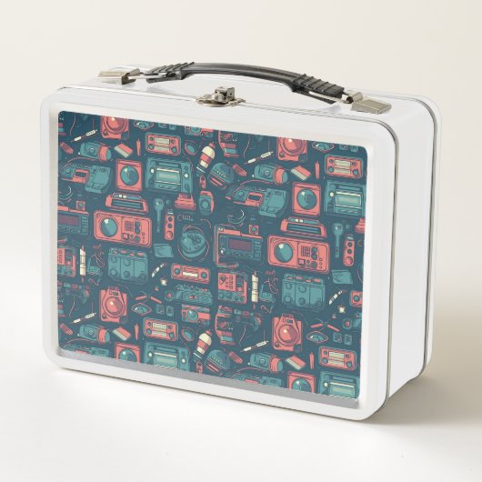 Explosion aus der Vergangenheit: Technik der 80er  Metall Brotdose (Vorderseite)