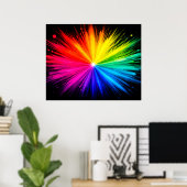 Explosion der Farben der farbenfrohen Regenbogenwa Poster (Heimbüro)