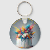 Explosion der Freude - Glücklicher Geburtstagskuch Schlüsselanhänger (Vorderseite)