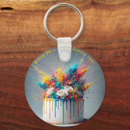 Explosion der Freude - Glücklicher Geburtstagskuch Schlüsselanhänger