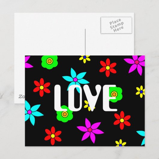 Explosion der Funky-Blume-Liebe Postkarte (Vorne/Hinten)