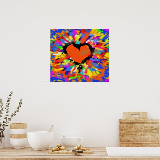 Explosion der Liebe, Herzkunstdruck Poster (Küche)