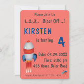 Explosion der Rakete Geburtstag Einladung (Rückseite)