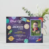 Explosion der Weltraumgalaxie Geburtstagsparty Roc Einladung (Stehend Vorderseite)