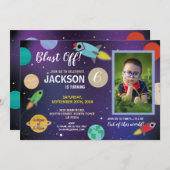 Explosion der Weltraumgalaxie Geburtstagsparty Roc Einladung (Vorne/Hinten)