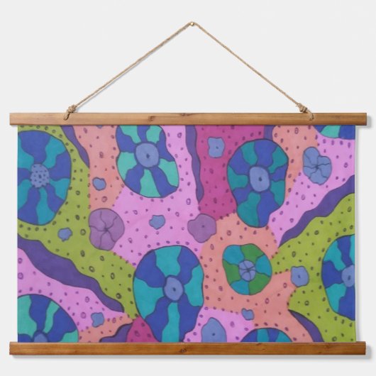 Explosion des Abstrakten Zeichnend Farbstoffs Wandteppich Mit Holzrahmen (Vorne)